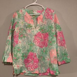 Lilly Pulitzer Tunic Top 3/4 sleeve EUC